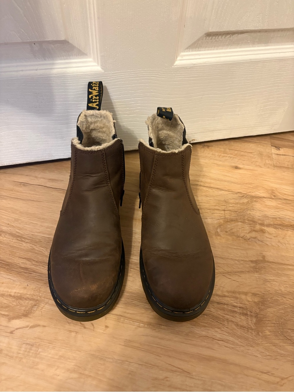 Dr. Martens Brown Leather Chelsea Boots - Fur-Lined womens Slip-On